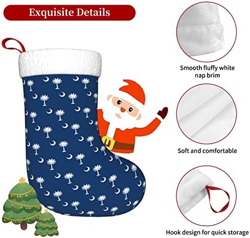 QG ZZX Флаг на Южна Каролина, Коледни Чорапи, Коледни Чорапи Окачен Чорап За Камина 18 Инча Празнична Украса