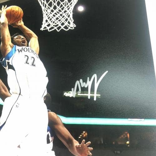 Андрю Уигинс Подписа Снимка 11x14 с автограф на PSA/DNA Минесота Тимбъруулвс - Снимки на НБА с автограф