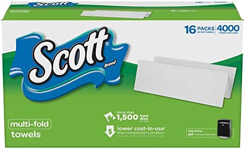 Хартиени кърпи Scott Multifold за малкия бизнес (08009), 9,2 x 9,4, (4000 кърпи в опаковка)