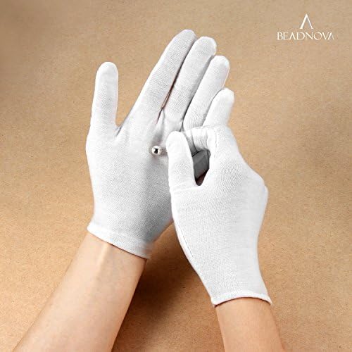 Бели памучни Ръкавици BEADNOVA С инспекция подплата (бели, 8 двойки)