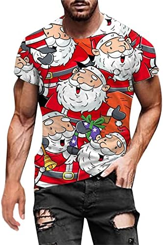 XXBR Коледни Тениски за мъже, 2022 Мъжки Коледни Тениски с Принтом Дядо Коледа с Къс ръкав, Забавни Графични плътно Прилепнали