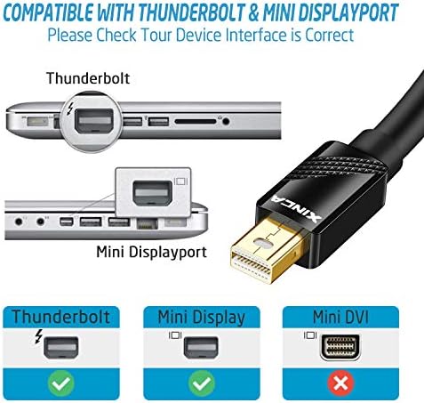 Кабел XINCA Mini DisplayPort-DisplayPort, 3 метра Mini DP-ДП, високоскоростен позлатени дисплей, с поддръжка на 4K