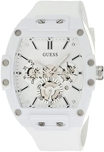 GUESS Мъжки Ежедневни Богат на функции на часовника 43 мм – Бял Корпус от поликарбонат с Бял циферблат във