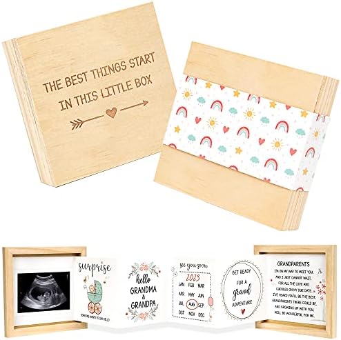 Обява за бременност с мигащи звезди за баби и дядовци, Идеи за реклами за раждане на детето - Дървена кутия За спомен с участието