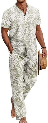 Мъжки Бельо Облекла COOFANDY, Плажен Костюм от 2 части, Хавайски Тропическа Риза с Дълги Панталони