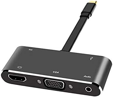 5-в-1 USB конектори C, удобен Лек алуминиев конвертор Type C за зареждане на 4K, HDMI / VGA / Audio / USB3.0 / USB-C PD, съвместим с MacBook Pro MacBook iMac Chromebook Pixel Dell XPS