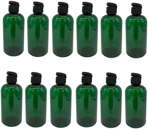 8 унции Зелени Бостонских пластмасови бутилки - 12 опаковки на Празни бутилки за еднократна употреба - Не съдържат BPA