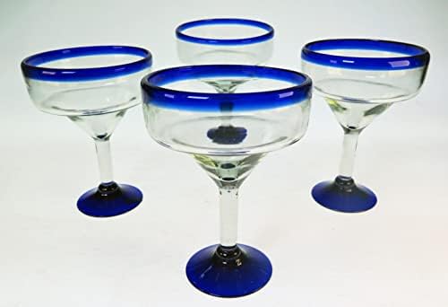 Очила Eye4Art Mexican Margarita в синя рамка, Ръчно выдувка, обработени стъкла, комплект от 6
