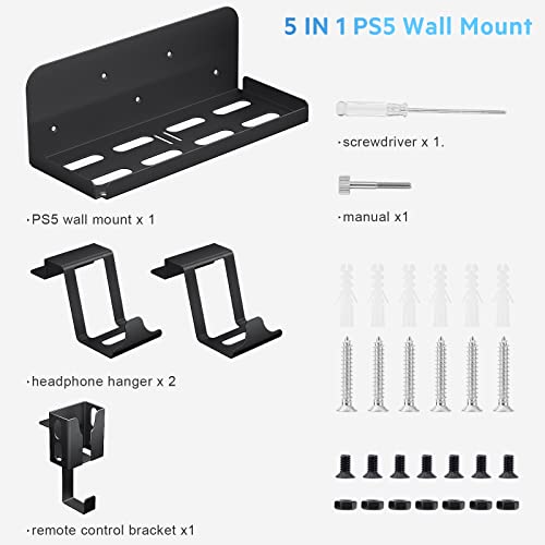 Монтиране на стена Allnice PS5, монтиране на стена 5 В 1 за Playstation 5 (диск и дигиталното издание) Монтиране