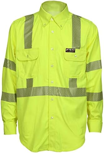 Работна риза MCR Safety Summit Breeze Повишена видимост, 3 Клас Пожароустойчивост FR С дълъг ръкав, Светоотражающая Мъжки
