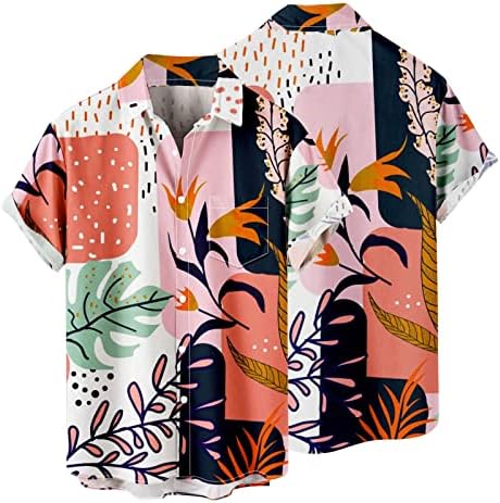 HDDK Мъжки Ежедневни Ризи с копчета, Летни Плажни Хавайски Ризи С Принтом Тропически дървен материал, Нормално Кацане, Върхове