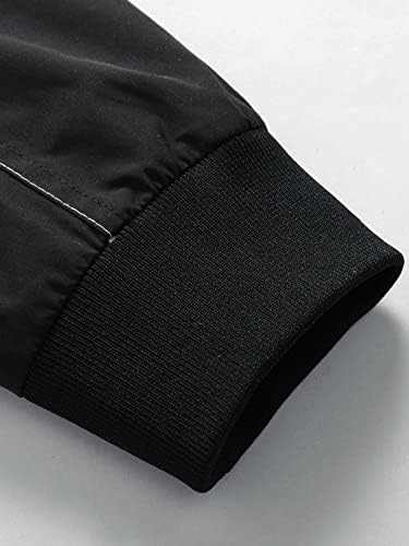 Якета OSHHO за жени - Мъже Однотонная яке-бомбер с цип, Без тениски (Цвят: черен Размер: XX-Large)