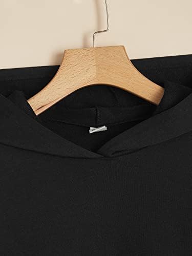 Модни блузи и жилетки LEWGEL за момичета, hoody с качулка с графичен слоган и заниженными рамене (Цвят: черен, размер: от 8 до 9 години)