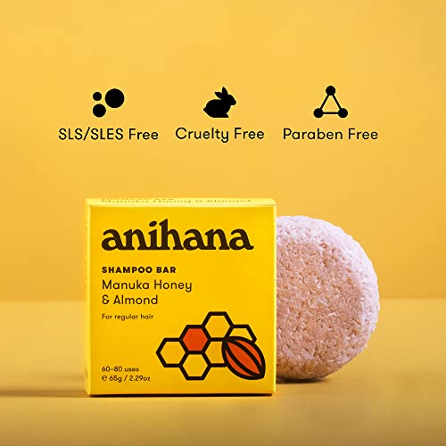 ANIHANA Shampoo Bar | Манука и мед и бадеми - Шампоан за дълбоко почистване на косата и скалпа - 2,29 унция (до