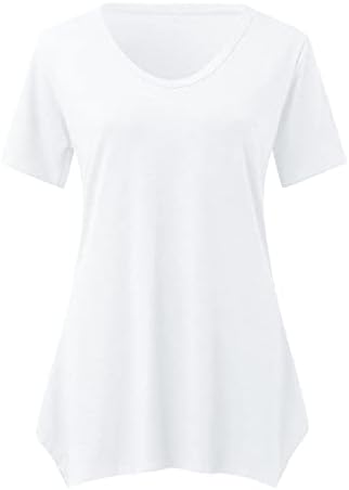 2023 Облекло Модерен Памучен Основна Блуза Свободно Намаляване с Къс Ръкав V Образно деколте, Риза за Жени,