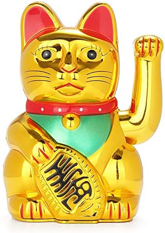 ФИОТОК Манеки Неко, Честит Котка на Съдбата, Японски Щастлив Котка с Машущей Ръка, Златен, Работещ на батерии (Капак