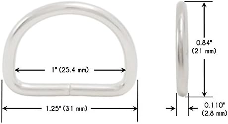Метал D-образен пръстен 1-1/4 инча (вътрешен размер 1 ), Несварное Никелированное Пръстен-контур за колани с катарами, колани