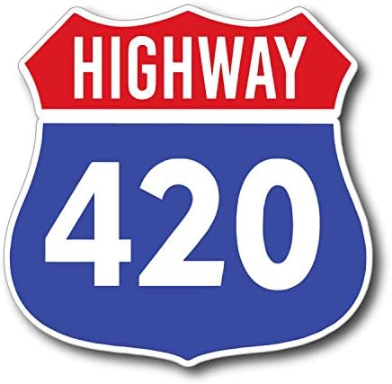 StickerJOE Highway 420 Трева, Канабис, Марихуана Пот Стикер Стикер, 4 x 5