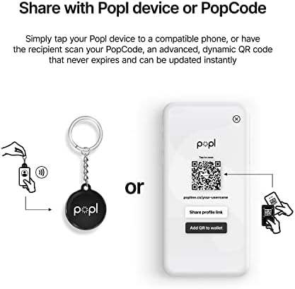 Дигитална визитка Popl Ключодържател - Умен NFC етикет - Незабавен обмен на информация за контакти, социални