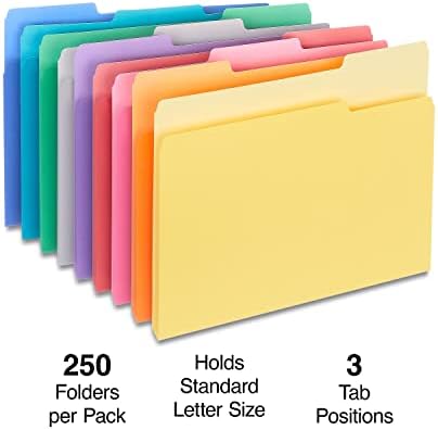 Папка за файлове, Staples, Издълбани върху 1/3, с Размер на буквата, Различни цветове, 500 бр / кашон (St502678-Ccvs)