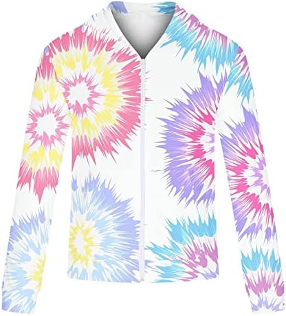Качулки Ymosrh за мъже, Мъжки Модни Ежедневни блузи с цип с Градиентным принтом под формата на тай-боя, Hoody с Качулка Яке, Блузи
