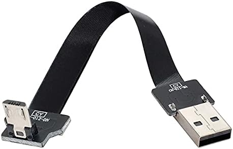 NFHK Наклонен USB 2.0 Type-A за свързване към Micro USB 5Pin за пренос на данни Плосък Тънък Гъвкав кабел за FPV, диск и телефон 20 см