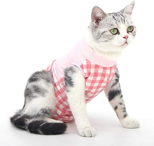 Професионален костюм за възстановяване на котки при Рани на корема или Кожни заболявания, Алтернатива на Д-Яката за Коте и домашни животни След операцията, Пижамны