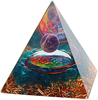 Acxico 1 бр. Кристални Сфера с Аметистом, Пирамида от Оргонита, Обсидиан, с Енергията на Чакрите, Оргоновый Камък
