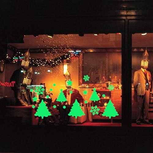 Abaodam Прекрасна Коледна Елха Снежинка Нощни Светещи Стикери Светещи в Тъмното Стикери за Стени, Подвижни Стикери за стена