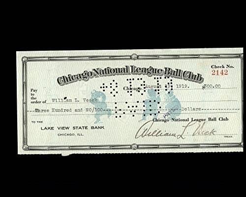 Уилям Вик Подписа ДНК PSA x2 Chicago Cubs Check 8-19-1919 Автограф - Издълбани подпис MLB
