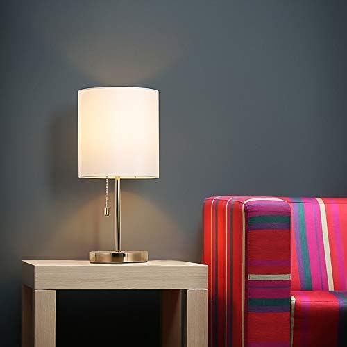 Настолна лампа HAITRAL Nightstand - Нощна лампа, Модерна Настолна лампа за Спалня, офис, колеж Общежития с Метален Абажуром от плат - Златен