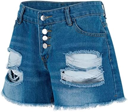 Дънкови Шорти Ежедневни Летни Плажни Шорти с Закатанным Подолом За Почивка с Цип Regular Fit Juniors Hot Jean Shorts