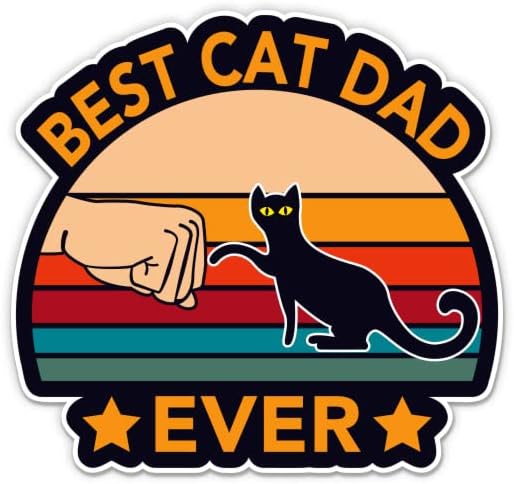Най-добрите етикети за котка-татко в света - 2 опаковки, 3-инчов стикери - Водоустойчив винил за колата, телефон,