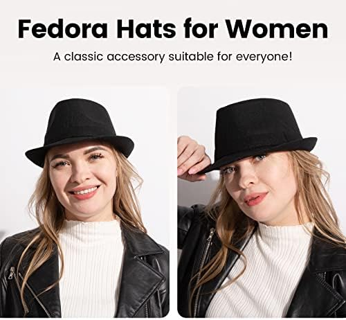 Мъжки Класически Фетровая шапка Manhattan Structured Trilby Fedora за Жени