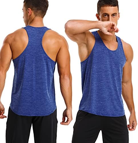 LecGee Мъжки 3 опаковки Сухи потници с Y-Образно деколте на гърба, Тениски За Тренировка на мускулите В залата, Мрежести Ризи