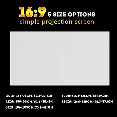 MJWDP 3D Стенен Прожекционен Екран Платно Led Проектор с Висока Яркост 120 см-60 инча за Домашно кино (размер: 120 см)