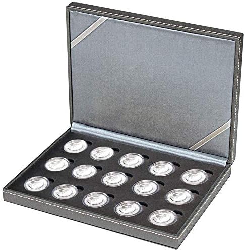 LINDNER Coin Funda NERA XM para 15 piezas encapsuladas 10 € coleccionista monedas Alemania против anillo de