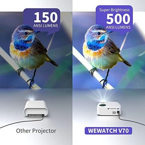 Проектор WEWATCH 20000LM 500 ANSI - Проектор V70 с резолюция 1080P, 5G WiFi и Bluetooth, Проектор за вътрешна служба, филм проектор за домашно кино Full HD, Портативен видео проектор, Съвмести?