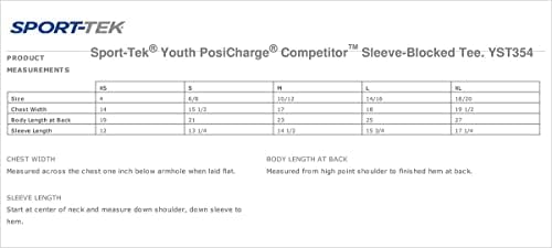 Тениска Sport-Tek Youth PosiCharge Competitive със затворени ръкави. YST354 Lime Shock / Черен XL