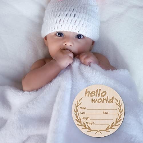 AIEX Знак Обяви за Раждане на Детето, 5,9-Инчов Кръгла Дървена Знак на Поздрав на Новороденото Знак Обяви за Раждане