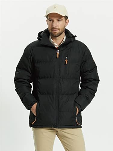 Якета за мъже - Мъжката Пуховое палто с качулка с цип (Цвят: черен Размер: X-Large)