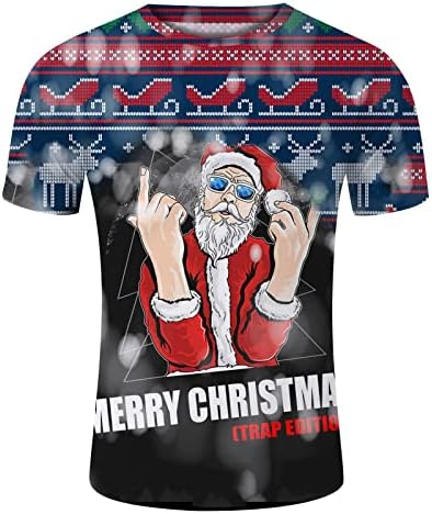 XXBR Тениски с Къс ръкав Коледен войници за мъже, Мъжки Коледни Тениски с Принтом Дядо Коледа, Вечер на Тениски с кръгло деколте,