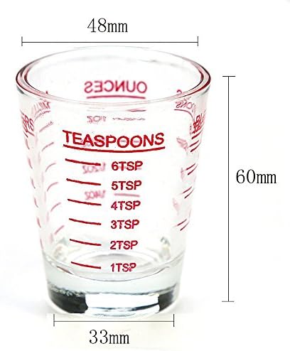 Чашки Мерителна Чаша за еспресо Течно Тежко Стъкло Чаша за вино от 2 опаковки 26-Постепенно измерване 1 грам, 6 ч.