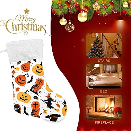 Sinestour Коледни Чорапи с Тиква Вещица за Хелоуин, Големи Коледни Чорапи за Коледно Манто Чорапи, Чорапи за Семейни