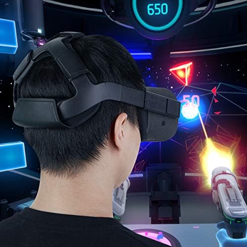 Централен колан KIWISMART за Oculus Quest, лента за глава виртуална реалност с удобна възглавница от изкуствена кожа за намаляване на налягането в главата, съвместимо с аксе?