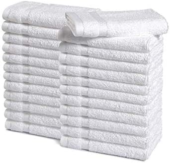 Комплект хавлиени кърпи Commercial от памук с размери 6, 27 x 54 инча, 650 ГОРИВО, бял и комплект кърпички за миене