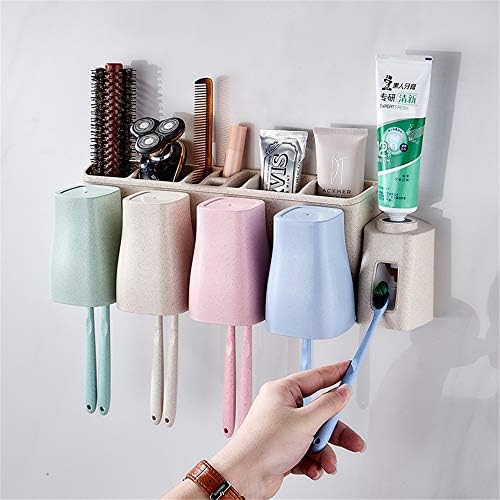Teerwere баня четка за зъби притежателя на четка за зъби на притежателя стенен без свредло 4 чаши електрическа четка за зъби Автоматично опаковка на паста за зъби, за съ