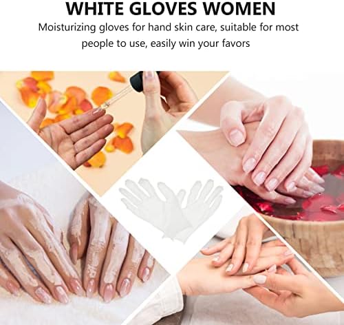SOLUSTRE Бели Ръкавици и Бели Ръкавици и Бели Ръкавици 15 Чифта Бели Памучни Ръкавици Овлажняващи Ръкавици, Меки Еластични Ръкавици