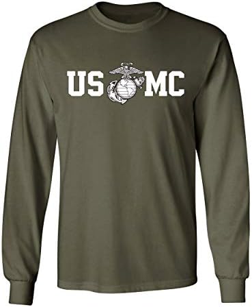 Мъжка тениска с дълъг ръкав Лъки Ride Корпуса на морската пехота на САЩ Bull Dog Отпред и отзад USMC