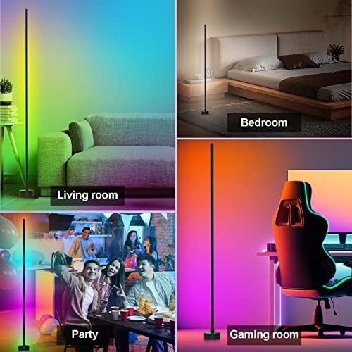 Ъглов под лампа Miortior - ъглова лампа Smart RGB LED с приложението и дистанционно управление, 16 милиона цвята и 68 + сцени,